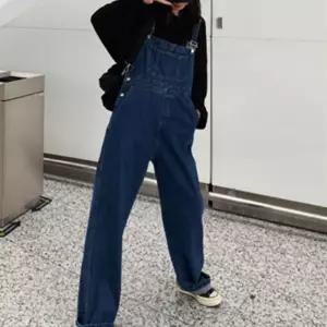 데님 멜빵 긴바지 청바지 통바지 루즈핏 멜빵팬츠 와이드 여자 여성 점프수트 진청