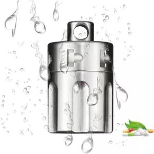 SNIME 알약 디스펜서 티타늄 용기 야외 EDC 병 방수 열쇠고리 생존 캡슐 (사이즈 내경 11mm)