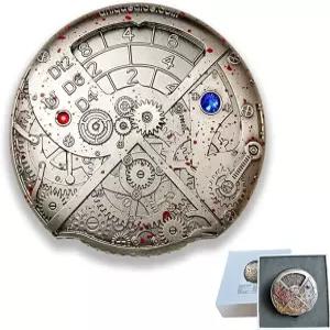 UD 7 in 1 룰렛 주사위 던전 앤 드래곤 스팀펑크 테마 금속 세트 D 롤플레잉 다목적 놀이 게임 (블러드