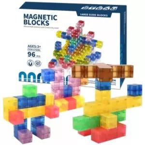 착착 자석 빌딩 큐브 블록 투명 96피스 cfd06블럭 놀이장난감 어린이완구 완구 교육 교구
