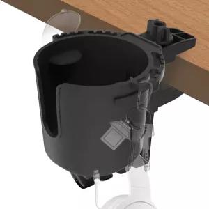 책상 컵 홀더 물병 휠체어 워크스테이션 게이밍 액세서리용 미끄럼 방지 테이블 홀더. (블랙 미디엄)