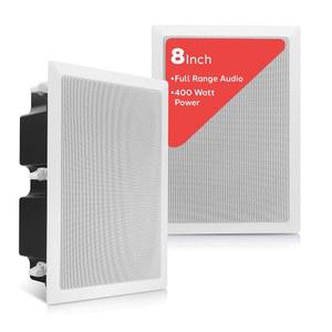 Pyle 천장 벽 마운트 밀폐형 스피커 - 400와트 스테레오 벽면 / 천장 내 20.3cm(8인치) 밀폐형 풀 레인지 딥 베이스 스피커 시스템 - 50Hz-20kHz 주파수 응답, 4-8옴, 플러시 마운트 - PDIW87 화이트