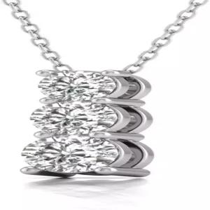 타임리스 클래식 1/4에서 2캐럿 TW 졸업 연구소에서 14K 화이트와 옐로우 골드로 제공되는 3석 펜던트 -