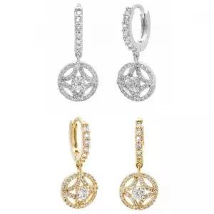 별 원 큐빅 원터치 드롭귀걸이