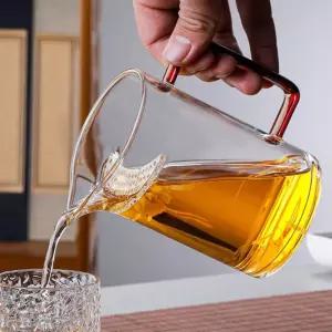 차주전자 티팟 유리 거름망 숙우 400ml 빨강손잡이내열 일체형 포트 필터 주전자 유리찻 메이커