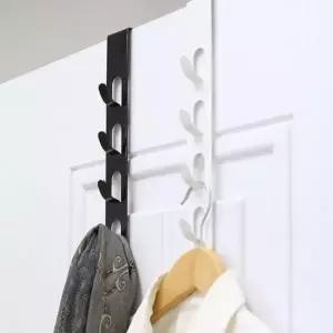 (색상 블랙)공간 활용 모자 가방 옷걸이 무타공 도어 4단 철제 행거 문걸이 후크 선반 수납 도어훅