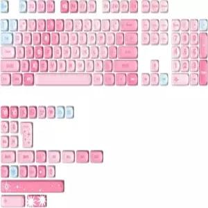 YUNZII 140 키 MOA 키캡 프로필용 염료 보조 PBT 커스텀 세트 MX 스위치용 귀여운 핑크 그라디언트