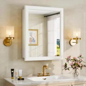 거울이 15x19인치인 안톡 메디신 캐비닛 수납 모던한 벽걸이 욕실 거울 오목한 베니티 도어 나무 프레임