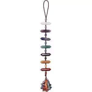 라이트록 레이키 7 차크라 불규칙 영적 크리스탈 장식 걸이 창 벽 요가 명상 (육각 프리즘)