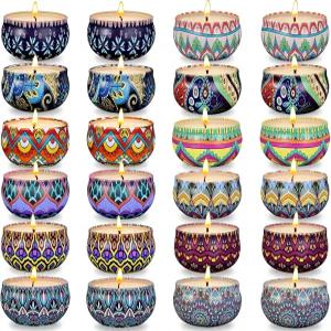 향초 세트 24팩 홈 캔들 600시간 지속되는 소이 왁스 선물 상자를 든 여성을 위한 생일 선물.