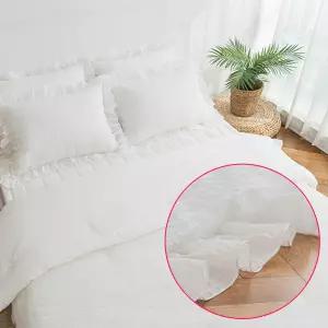 싱글 여름이불 화이트 프릴달린 시어서커 기숙사 침구셋트