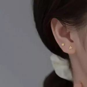 [골드스마일]귓볼 착용 피어싱 스크류 타입 벚꽃 금은 귀걸이