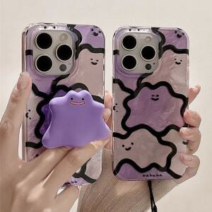 3D  퍼플 고스트 휴대폰 케이스 삼성 호환 갤럭시 S25 S23 울트라 플러스 5G S21 FE호환용 깃털 질감 커버