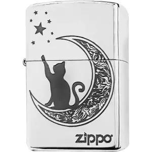 지포 라이터 귀여운 고양이 달 라이타 실버 블랙