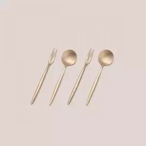 [골드스마일]유기 소재 티포크와 티스푼 차림용 커피 티웨어