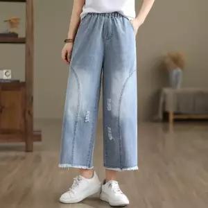 여성청바지 봄 신상 찢어진 퍼 워싱 9부 데님 팬츠 청바지 심쿵직구