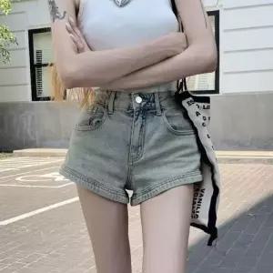 데님 여성 빈티지 와이드핏 하이웨스트 반바지 열풍 워싱 슬림핏 청반바지 CH1