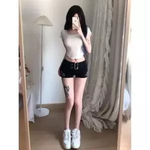 여친 청 빈티지 청반바지 반바지 힙업 로우 스판 핫팬츠 CH1