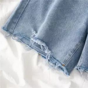 데님 여성 청반바지 디스트로이드 슬림핏 중기장 하이웨스트 반바지 5부 CH1