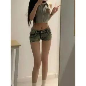 데님 여성 청반바지 류딘 로우 핫팬츠 여름용 슬림핏 힙업 와이드 CH1