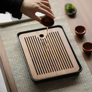 트레이 배수 물받이 찻상 가정용 스테인레스 식기 받침대 다기세트 다도 티트레이 원목