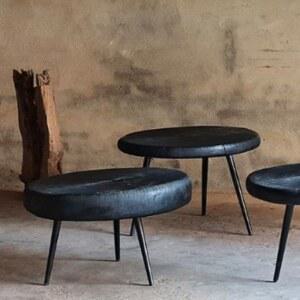 소반 다과상 원목 원형 다도상 찻상 반상 원목색 개다리소반