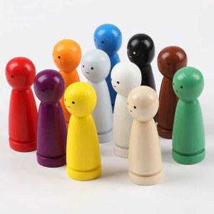 사람 모형 원목 피규어 인물 심리소품 교구세트 인형 38개 주머니 봉제 작은