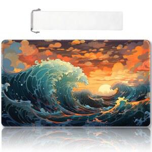 프리미엄 스티치 MTG 플레이매트, 존 및 미끄럼 방지 고무 뒷면, 기타 카드 게임용 TCG 플레이 매트 - 빈티지 룩과 느낌의 다채로운 디자인(DKT (83), 구역 없음)