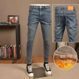 캐주얼 겨울 바지 남사친 그레이 스판 트렌드 스키니 청바지 기모 슬림핏 MODU4