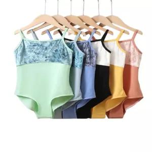 벨벳 탱크 성인발레복 스퀘어넥 레오타드 배색