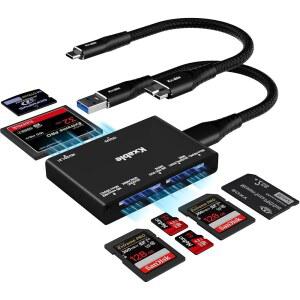 SD 카드 리더 7 in 1 Kxable USB 3 0 메모리 리더/라이터 5Gbps / /MS /CF /MMC /XD /SDHC /SDXC 카메라 Mac OS Windows Linux A /C to 케이블 2개