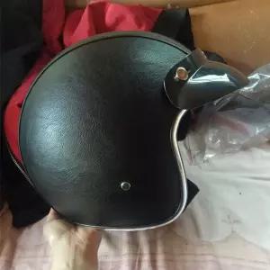 오토바이 바이크가죽헬멧 오픈페이스 하이바 클래식 안전모 가죽테두리