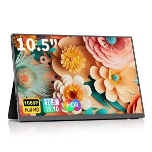 10 5인치 노트북용 휴대용 모니터 2K FHD 60Hz 노트북 화면 USB C 및 HD 입력 초슬림 IPS 패널 HDR 스마트 커버 스피커 PC 휴대폰 /5 스위치 Mac