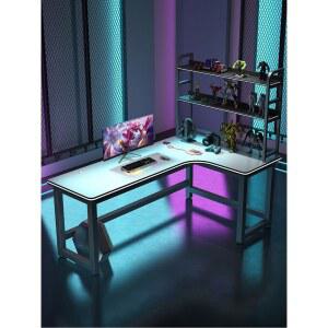 화이트 커플 게이밍 책상 흰색왼쪽 세로 캐비닛 2인용 남매 데스크 테이블 600 모니터