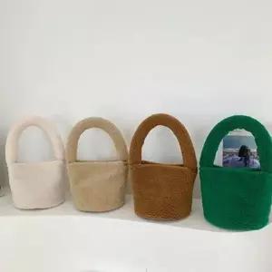 복조리 뽀글이 미니 토트 백 여성 미니 토트 백 겨울 복조리