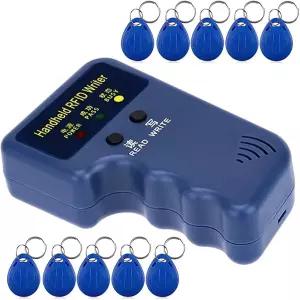 Godely RFID 핸드헬드 125kHz 키포브 스마트 리더 라이터 복사기(10pcs 쓰기 가능한 T5577 키 카드 포함)