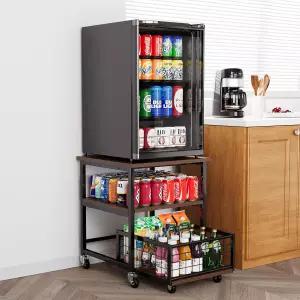 SpaceAid 3단 미니 냉장고 스탠드 (수납 및 바퀴 포함) 튼튼한 19.7x19.7인치 이동식 선반 테이블 서랍