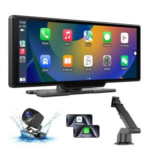 자동차용 무선 카플레이 화면 안드로이드 오토 카팔리 126인치 HD 자동차 스테레오 터치스크린 1080p 백업 카메라 음성 제어 오디오 수신기