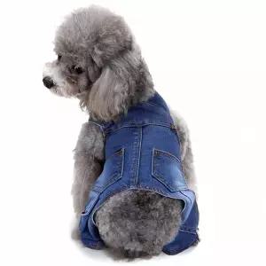 사이드 포켓 청멜빵바지 강아지 의류 펫 의상 옷 바지 캣 멜빵 애완 복 캐 주얼 애견