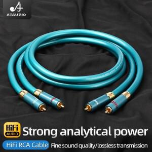 CD 앰프용 한 쌍의 RCA 케이블 하이엔드 8N OCC 도금 실버 인터커넥트 2RCA-2RCA 남성 하이파이 오디오