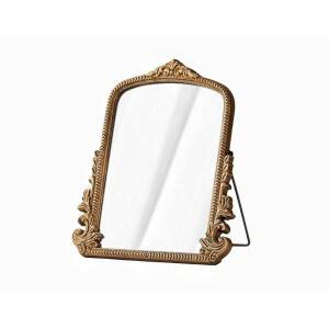 스몰 골드 빈티지 베니티 미러, 앤티크 프레임 스탠딩 테이블탑 거실, 침실, 욕실 또는 사무실 장식용