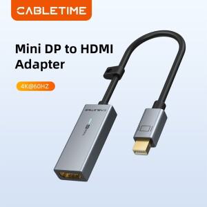 CLETIME 미니 소형 DP-HDMI 어댑터 디스플레이포트-HDMI 변환기 맥북 호환 에어 13 서피스 헌드러볼트 3 DP
