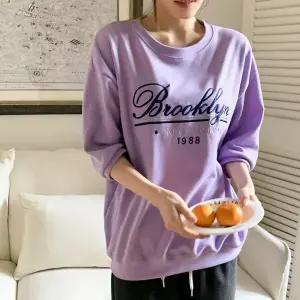 [하프클럽/다잇템]여자 혼방 면원단 U넥 크로쉐 빅사이즈 맨투맨