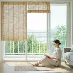 시원한 자연 갈대발 블라인드 창문 햇빛 가리개 가림막 120x165