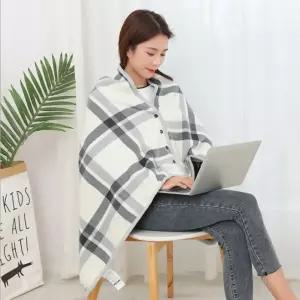 블랭킷 똑딱이 단추 망토 담요 80x130cm 그레이/걸치는/캠핑/사무실/교실/학생/극세사/두꺼운/입는/1인용