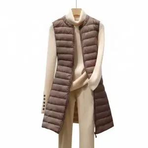 |CCJ6D13|여성용 가을 겨울 따뜻한 경량 덕다운 롱 조끼