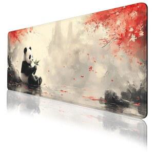 [미국배송] 판다 게이밍 마우스 패드 가든 대나무 잎 코이 벚꽃 확장 방수 스티치 가장자리 고무 베이스 미끄럼 방지 데스크패드 컴퓨터 키보드 매트 31.5