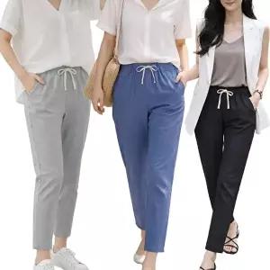 [모든GO]여성 슬랙스 밴딩바지 여름데일리 린넨 혼방 기본 팬츠 출근룩