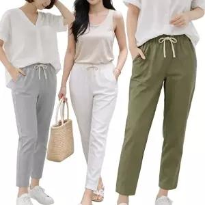 [모든GO]면 슬랙스 밴딩 팬츠 편한 여름바지 세미일자핏 통기성 좋은 팬츠