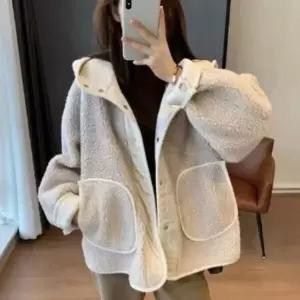 |CCJ6D30|여성용 따뜻한 후드 오버사이즈 보아퍼 겨울 후리스 점퍼